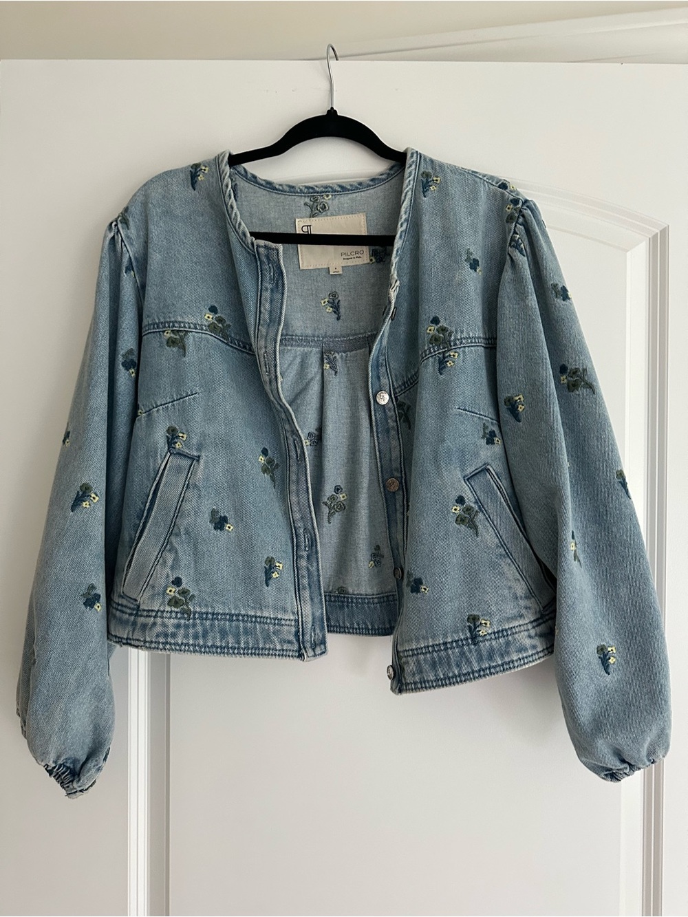 Pilcro Light Blue Embroidered Jean Jacket - Picture 3 of 5